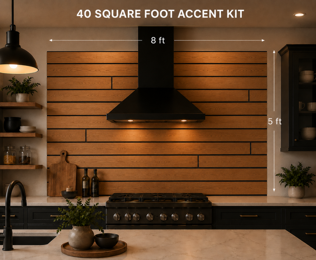 Warm quarter-sawn oak wall treatment in a bedroom