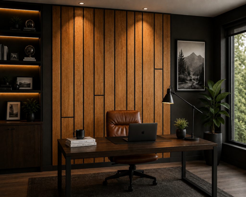 Quarter-sawn oak architectural feature wall
